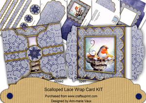 Blue Robin Poinsettia 3D Scallop Wrap Card Kit