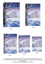 Christmas Snow Church Pyramid Toppers