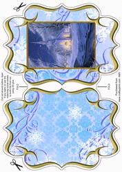 Christmas Church at Night Fancy Bracket Card