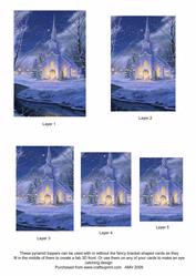 Christmas Church at Night Pyramid Toppers