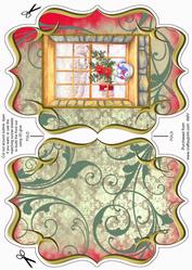Christmas Poinsettia Window Fancy Bracket Card
