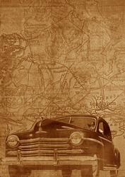 Vintage Tea Vintage Car the Second A4 Backing Paper
