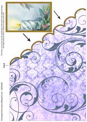 Christmas Blue Candles Scallop Edge Corner Card