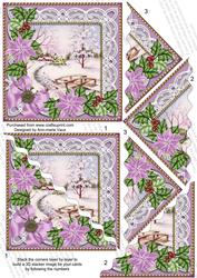 Pretty Snowscene Lilac Poinsettia 5in Wavy Triangle Stacker
