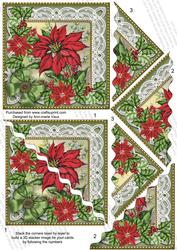 Red Green Poinsettia 5in Wavy Triangle Stacker