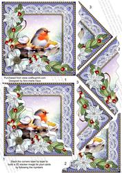 Blue Robin Flake Poinsettia 5in Wavy Triangle Stacker