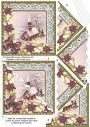Church Lights Plum Poinsettia 5in Wavy Triangle Stacker