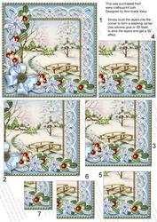 Pretty Snowscene Blue Poinsettia 5in One Corner Stacker