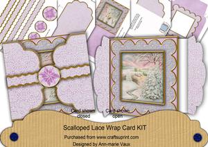 Snowscene Lilac Poinsettia 3D Scallop Wrap Card Kit