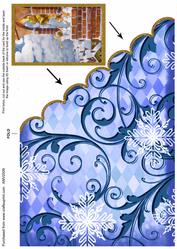 Christmas Angels Bell Ringing Scallop Edge Corner Card