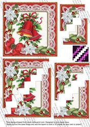 Christmas Bells Mix Poinsettia 5in Zig Zag Triangle Stacker