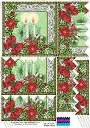 Candle Duo Red Poinsettia 5in Zig Zag Bottom Stacker