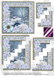 Blue Winter Walk Poinsettia 5in Zigzag Triangle Stacker