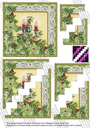 Candlesticks Green Poinsettia 5in Zigzag Triangle Stacker