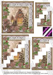 Church Window Poinsettia 5in Zigzag Triangle Stacker