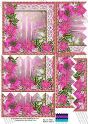 Pink Candles Poinsettia 5in Zig Zag Bottom Stacker