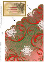 Christmas Candlesticks Scallop Edge Corner Card