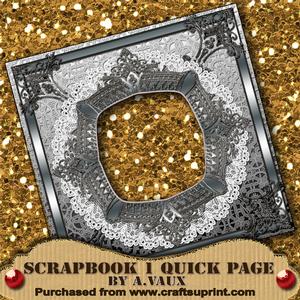 Silver Ornate Lace Frame Scrapbooking Quick Page