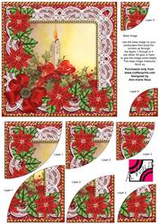 Single Candle Red Poinsettia 6in Duo Corner Stacker