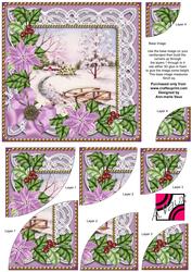 Pretty Snowscene Lilac Poinsettia 6in Duo Corner Stacker
