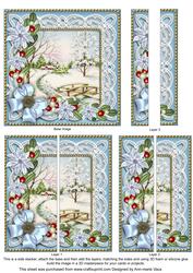 Pretty Snowscene Blue Poinsettia 5in Side Stacker