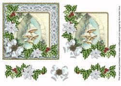 Snowbells Ice Poinsettia 3D Decoupage Step by Step Sheet