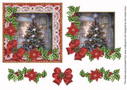 My Tree Red Poinsettia 3D Decoupage Step by Step Sheet