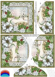 Pretty Snowscene Green Poinsettia 5in Round Bottom Stacker