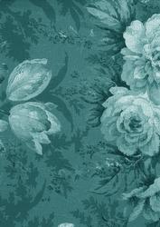 Dusky Teal Large Rose Blooms A4 Backing Paper