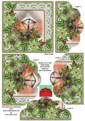 Lantern Green Glitter Poinsettia 5in Scallop Bottom Stacker