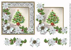 Elegant Tree Ice Poinsettia 3D Decoupage Step by Step Sheet