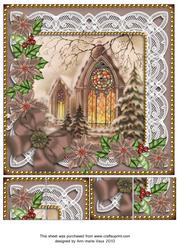 Church Window Poinsettia 8in Picture Topper