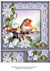 Robin Blue Ice Poinsettia 8in Picture Topper