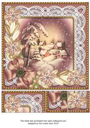 Snowy Village Poinsettia 8in Picture Topper