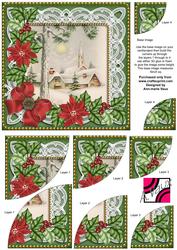 Winter Pub Red Poinsettia 6in Duo Corner Stacker