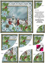 Rooftops Blue Poinsettia 6in Duo Corner Stacker
