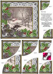 Black Winter Walk Poinsettia 6in Duo Corner Stacker