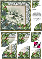 Dream Church Teal Poinsettia 6in Duo Corner Stacker