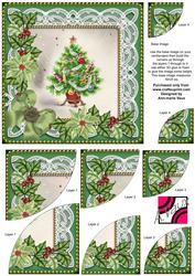 Elegant Tree Green Poinsettia 6in Duo Corner Stacker