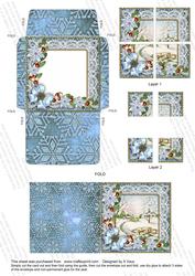 Pretty Snowscene Blue Poinsettia Card Envelope Quad Stacker