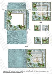 New Church Teal Poinsettia Mini Card Envelope Quad Stacker