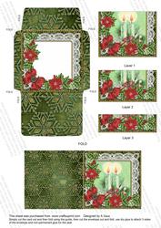 Candle Duo Poinsettia Mini Card Envelope Bottom Stacker