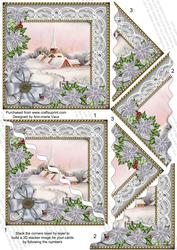 Snow Village Silver Poinsettia 5in Wavy Triangle Stacker