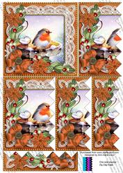 Robin Burnt Orange Poinsettia 5in Zig Zag One Side Stacker