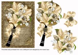 Cream Lily All Occasion Fan Decoupage Step by Step Sheet