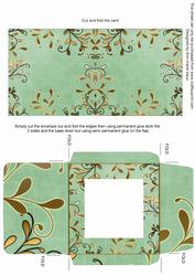 Gold Swirl Mint Linen Midi Card and Envelope Sheet