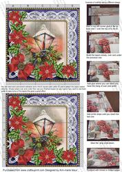 Lantern Red Poinsettia Blue 5inch 3D Paper Weaving Sheet