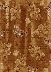 Vintage Tea Sweet Pea Painted Butterfly A4 Backing Paper