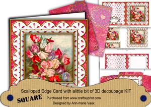Sweet Peas Anglaise 3D Square Scallop Card Kit