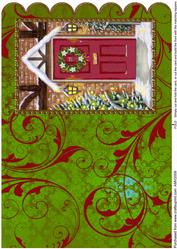 Christmas Front Door A5 Scallop Edge Card